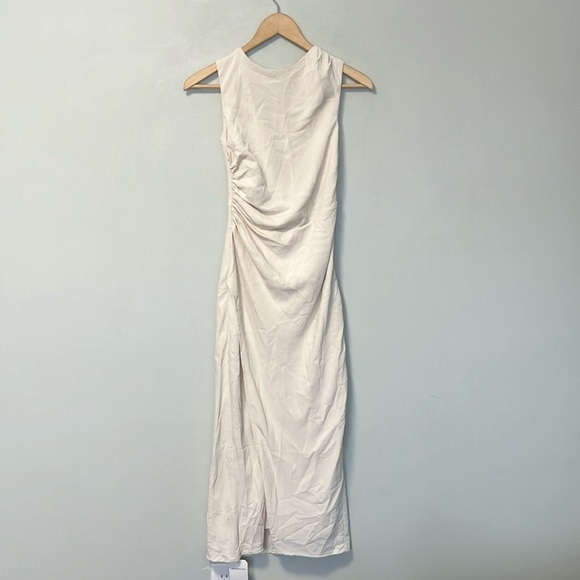 NWT Abercrombie & Fitch Shell Cream Backless Draped Ruched Slit Dress - Picture 3 of 12